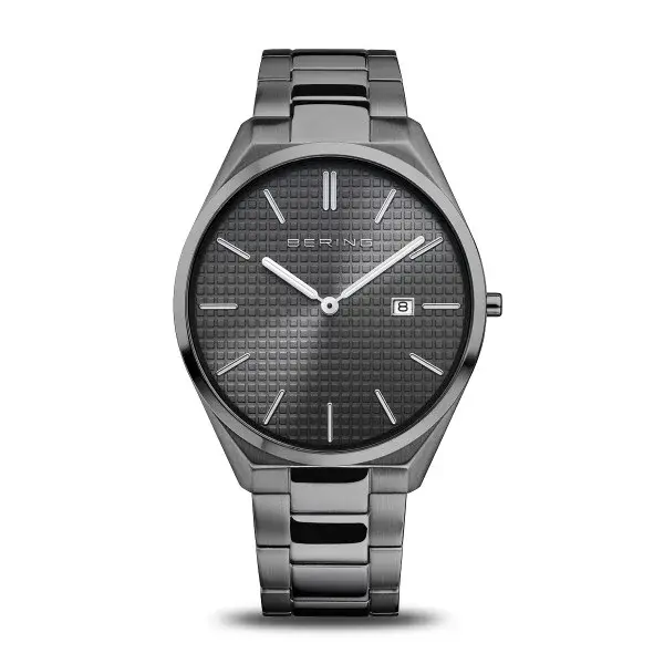 Bering Stainless Steel Men's Watch with Sapphire Crystal Face and Stainless Steel Case 3ATM ultraslim brushed grey 3-year warranty