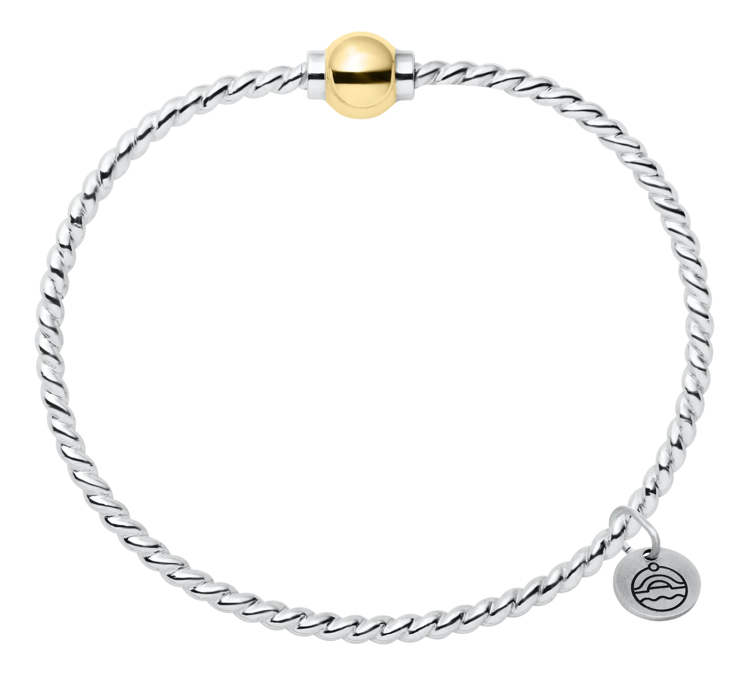 Cape Cod Sterling Silver and 14K Yellow Gold Twist Bracelet, Size 5.5