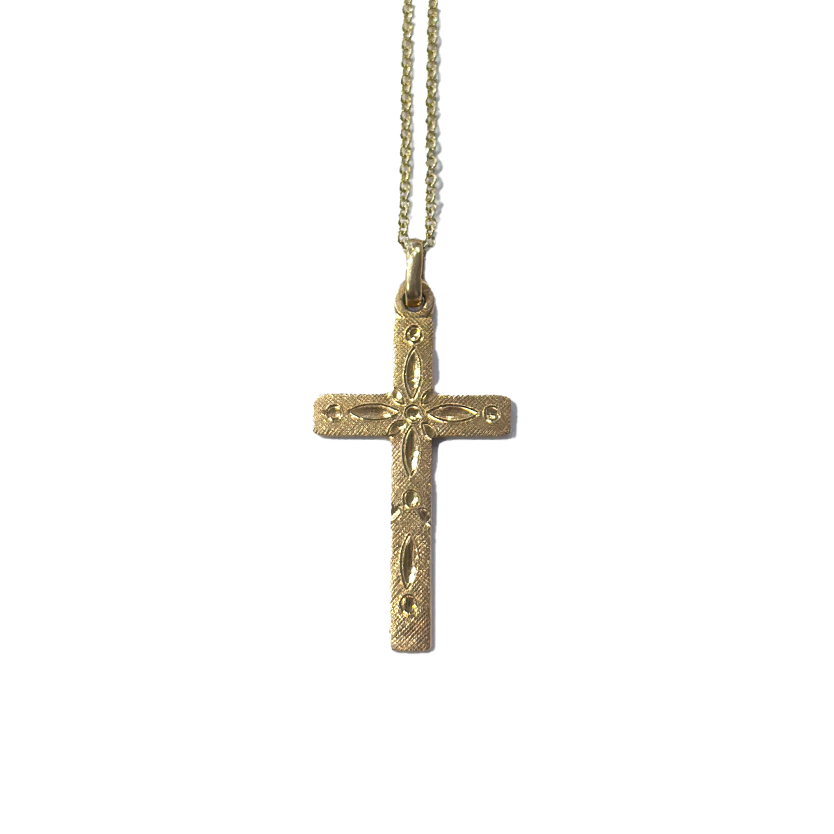 Estate Cross Pendant in 14K Yellow Gold on a 16 14K Yellow Gold Chain