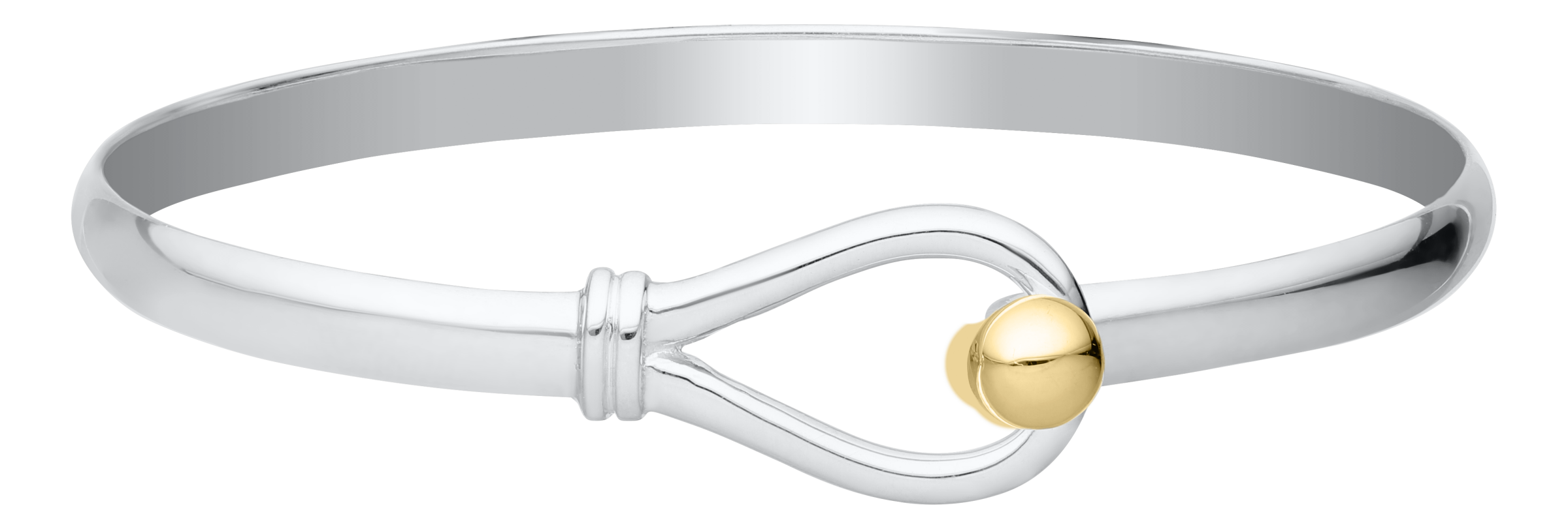 Evening Tide Sterling Silver Loop and 14K Yellow Gold Ball Bracelet, Size 6.5