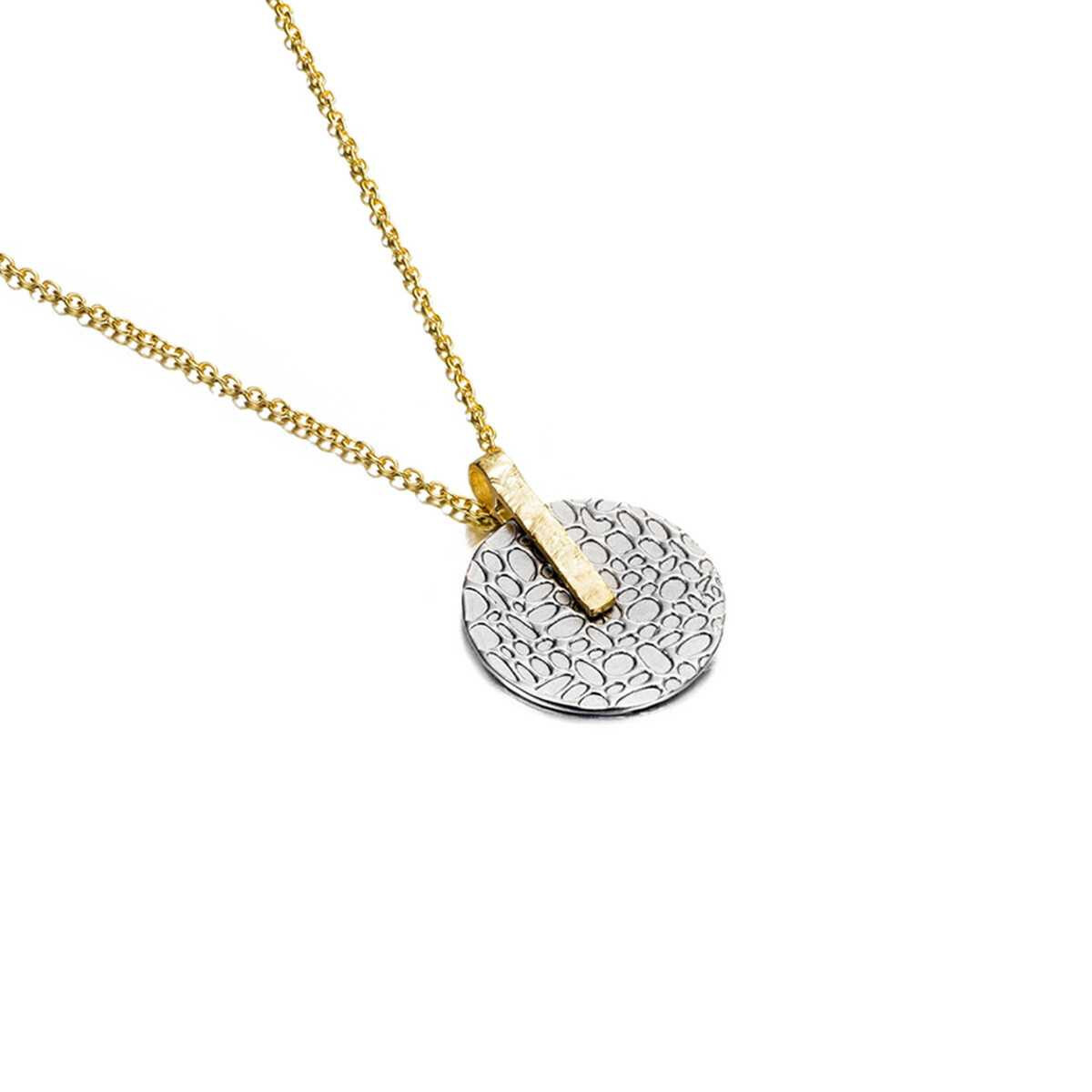 Jorge Revilla Moveable Disc Pendant in Two Tone 18K Gold Vermeil over Sterling Silver on a 17 Chain