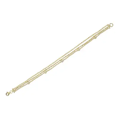 Shy Creation 0.12cttw Diamond by the Yard Three Strand Bracelet in 14K Yellow Gold