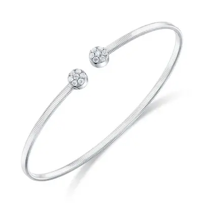 Shy Creation 0.22cttw Pavé Diamond Correlli Flex Bangle Set in 14K White Gold