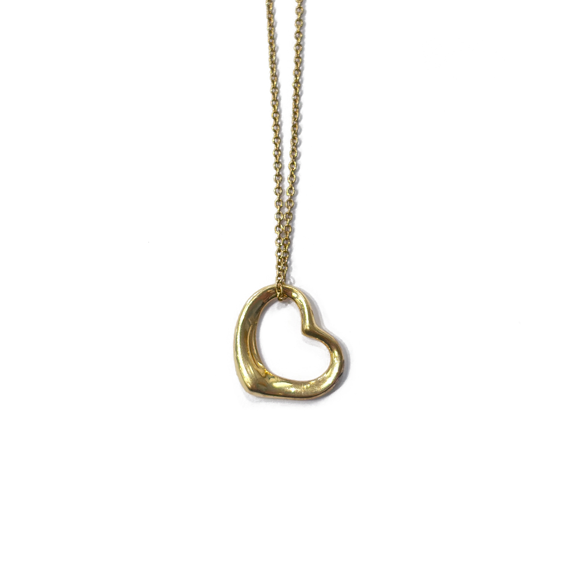 Tiffany & Co Peretti Floating Heart Estate Pendant in 18K Yellow Gold on a 16 Tiffany & Co Picasso 18K Yellow Gold Chain