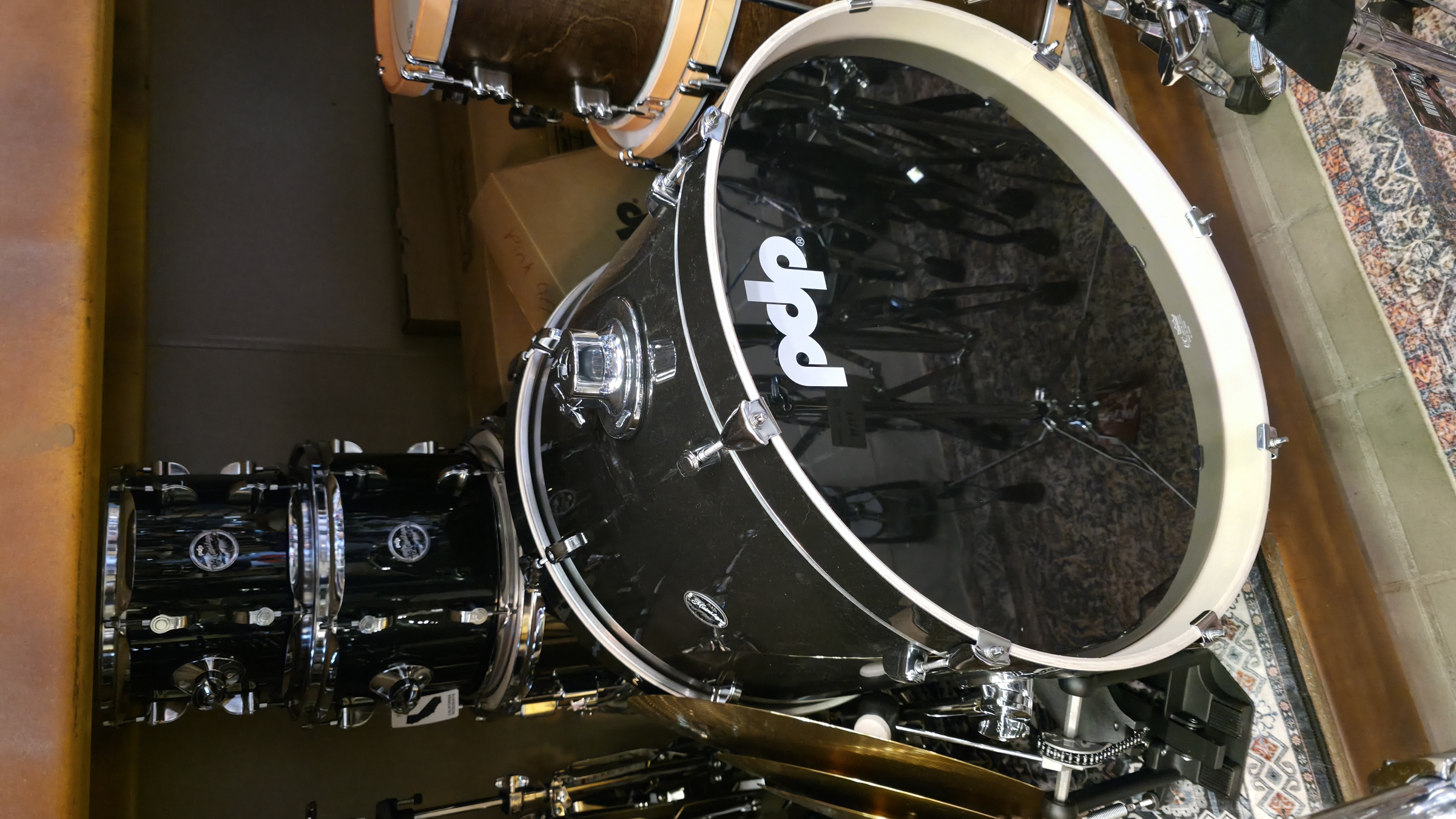 PDP Mainstage 5pc Kit w/HW, Paiste Cym, Throne, Black Sparkle / PDMA2215KTBS