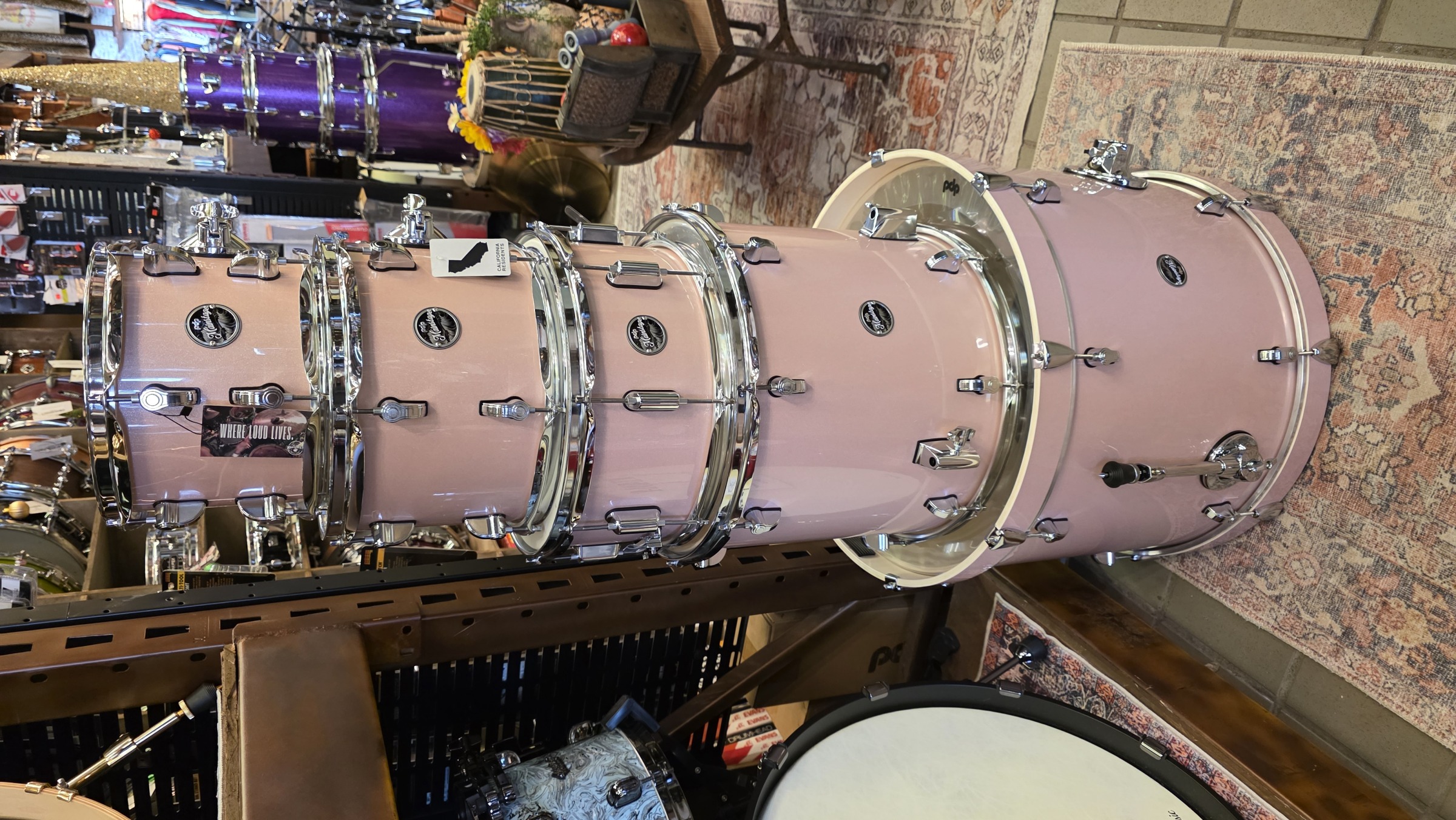 PDP Mainstage 5pc kit w/HW, Paiste Cym, Throne, Pale Rose / PDMA2215KTPR