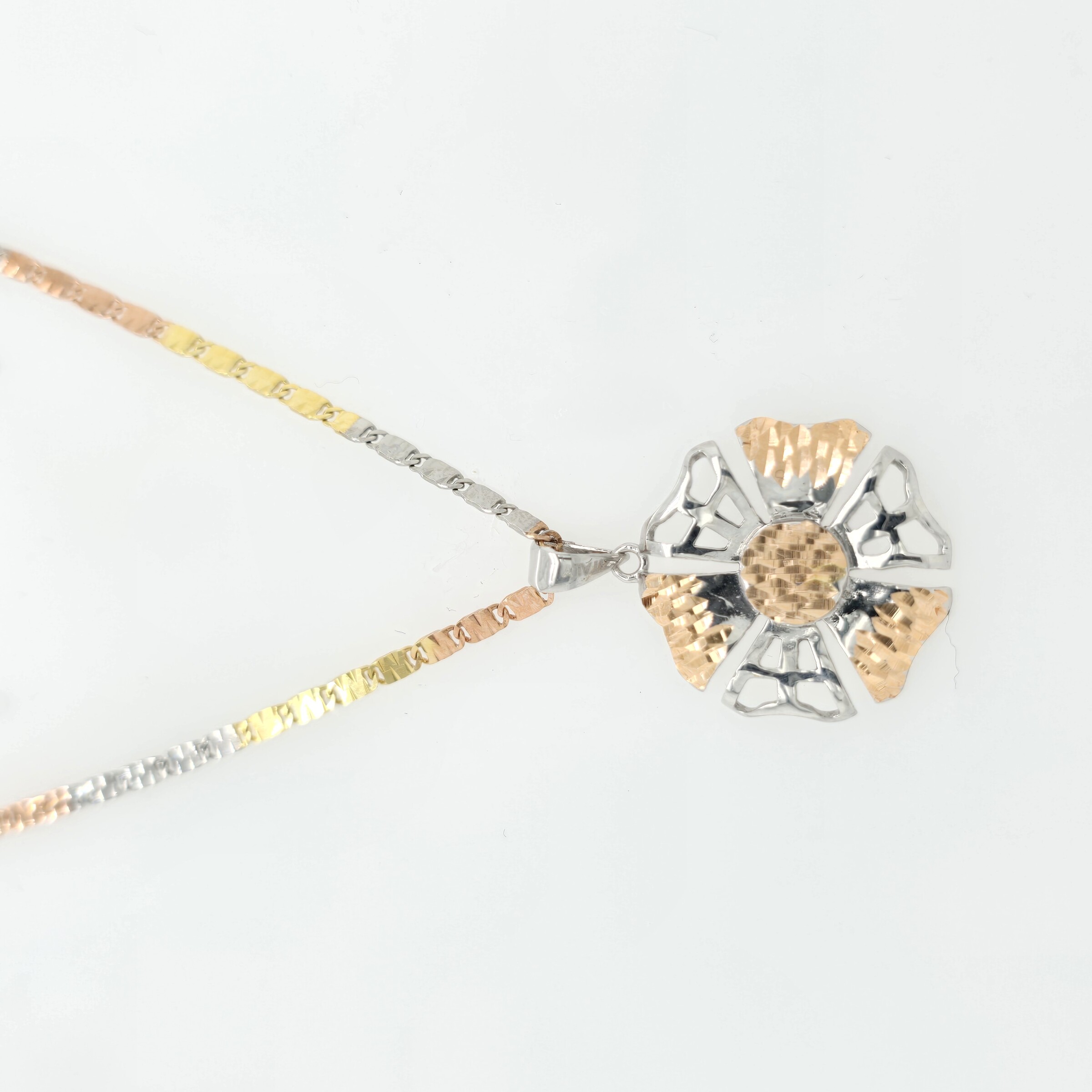 Vintage Flower necklace, Tri-Color, 18K