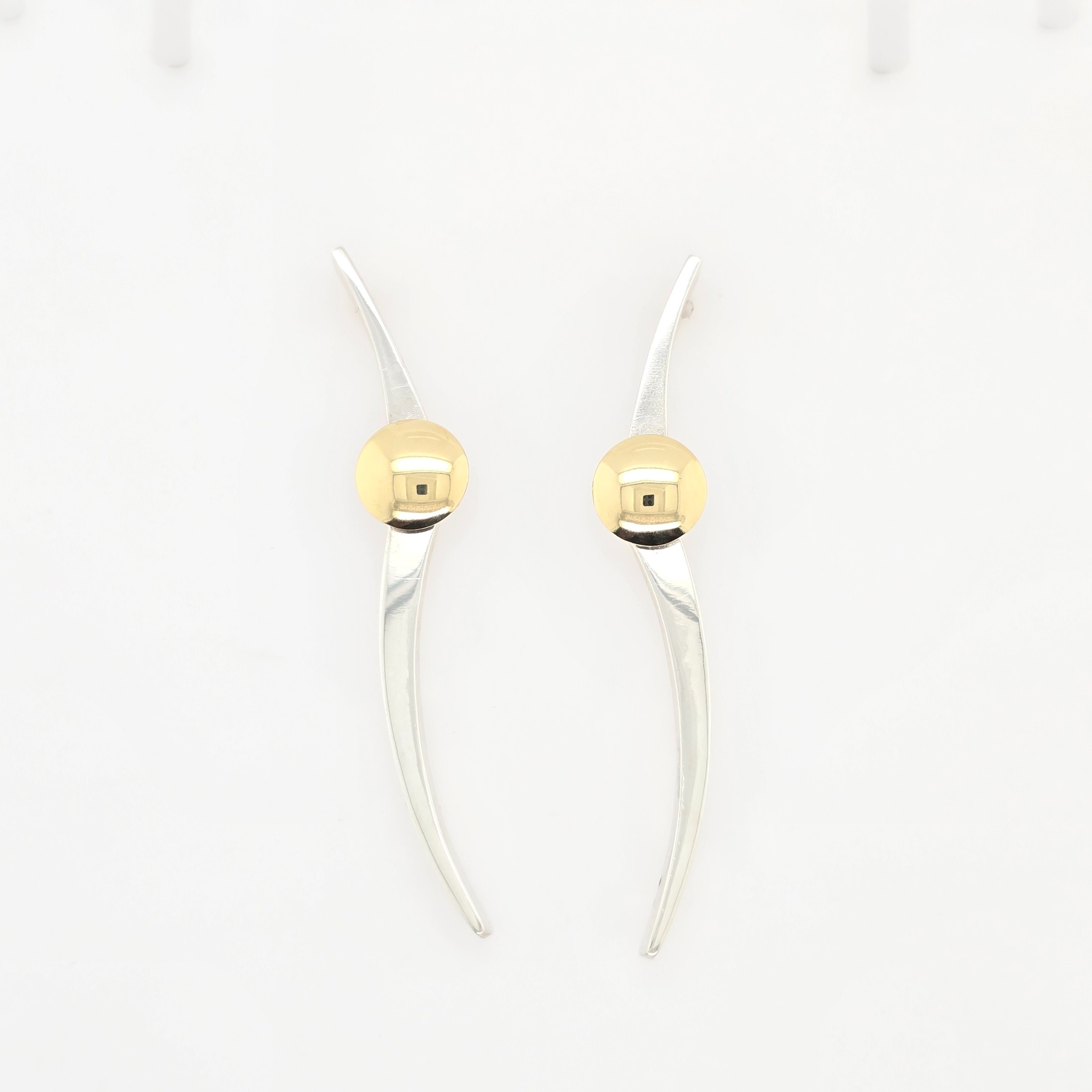 Vintage Sterling SIlver and 18K Gold Hinged Earrings