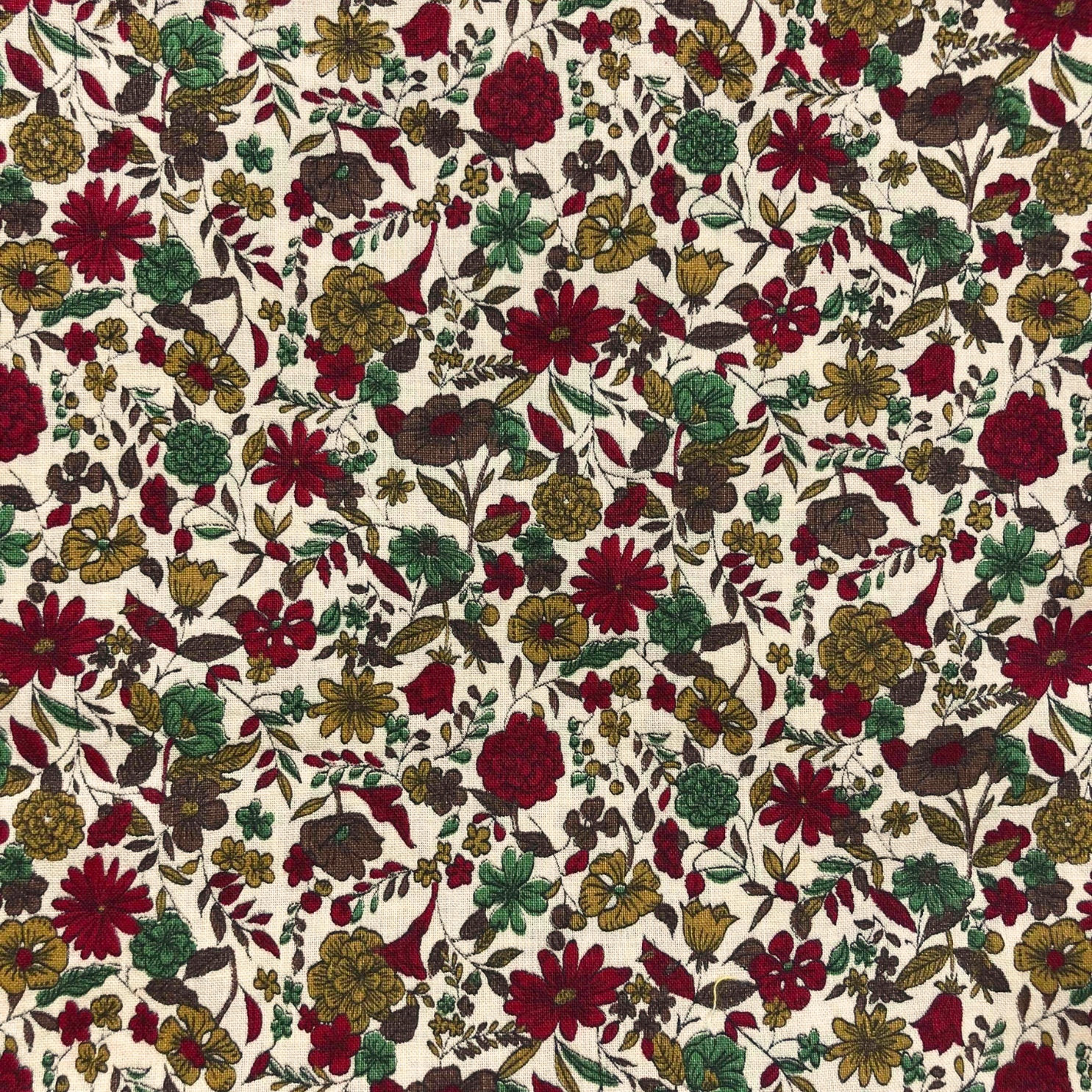 Vintage Autumn Floral Fabric, 100% Cotton, Vintage fabric, OOP fabric, Mill Fabrics Corp
