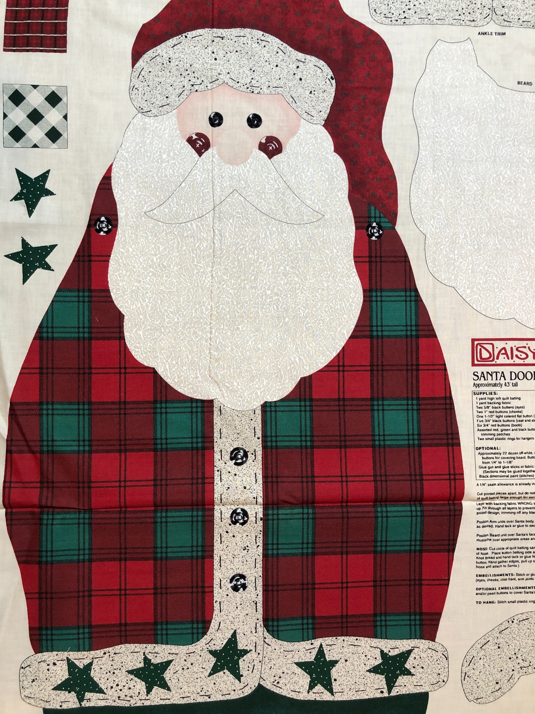 Vintage Daisy Kingdom, Large Santa Door Panel, 100% Cotton