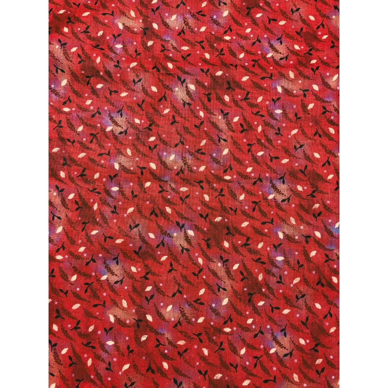 Vintage Red Leaf Blender Fabric, 100% Cotton, Classic Cottons, OOP