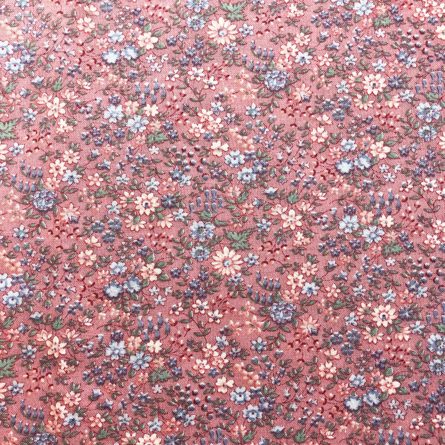 Vintage Small Dusty Pink Floral Fabric, 100% Cotton Fabric, OOP
