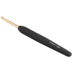 KnitPro Gold Aluminium Crochet Hook W/Black Handle Size G/4.00mm