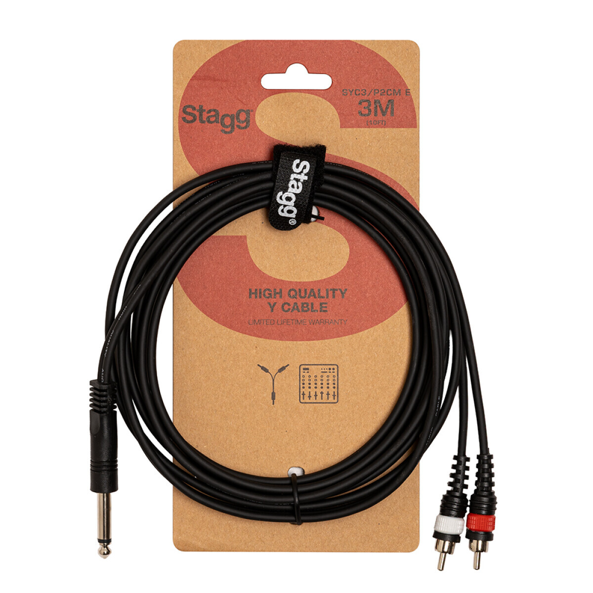 SYC3/P2CM E Stagg 3M/10Ft Split Mld Plug-2RCAm