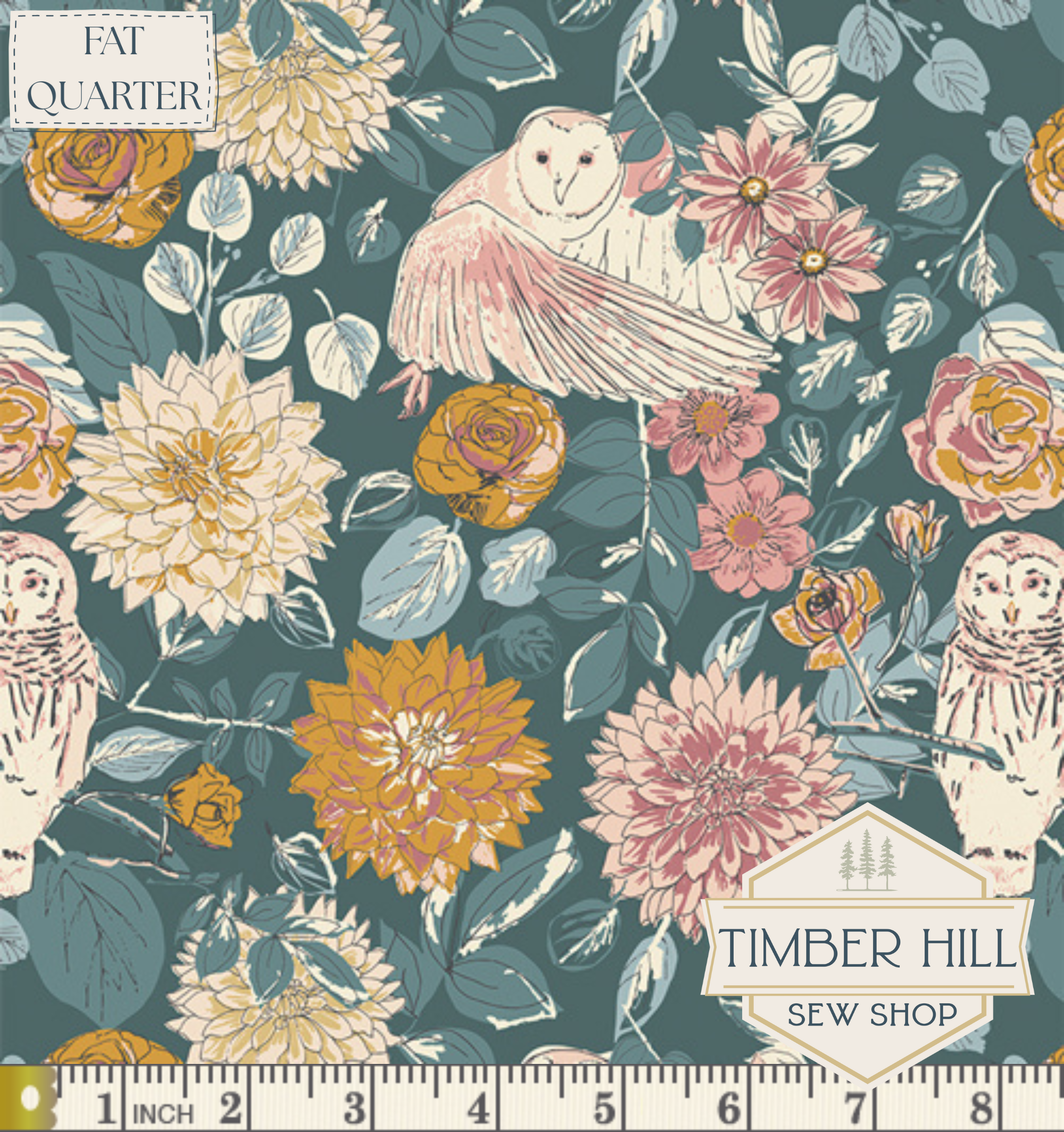 Fat Quarter Pre-Cut - Owl Things Floral | Willow Collection by Sharon Holland for Art Gallery Fabrics