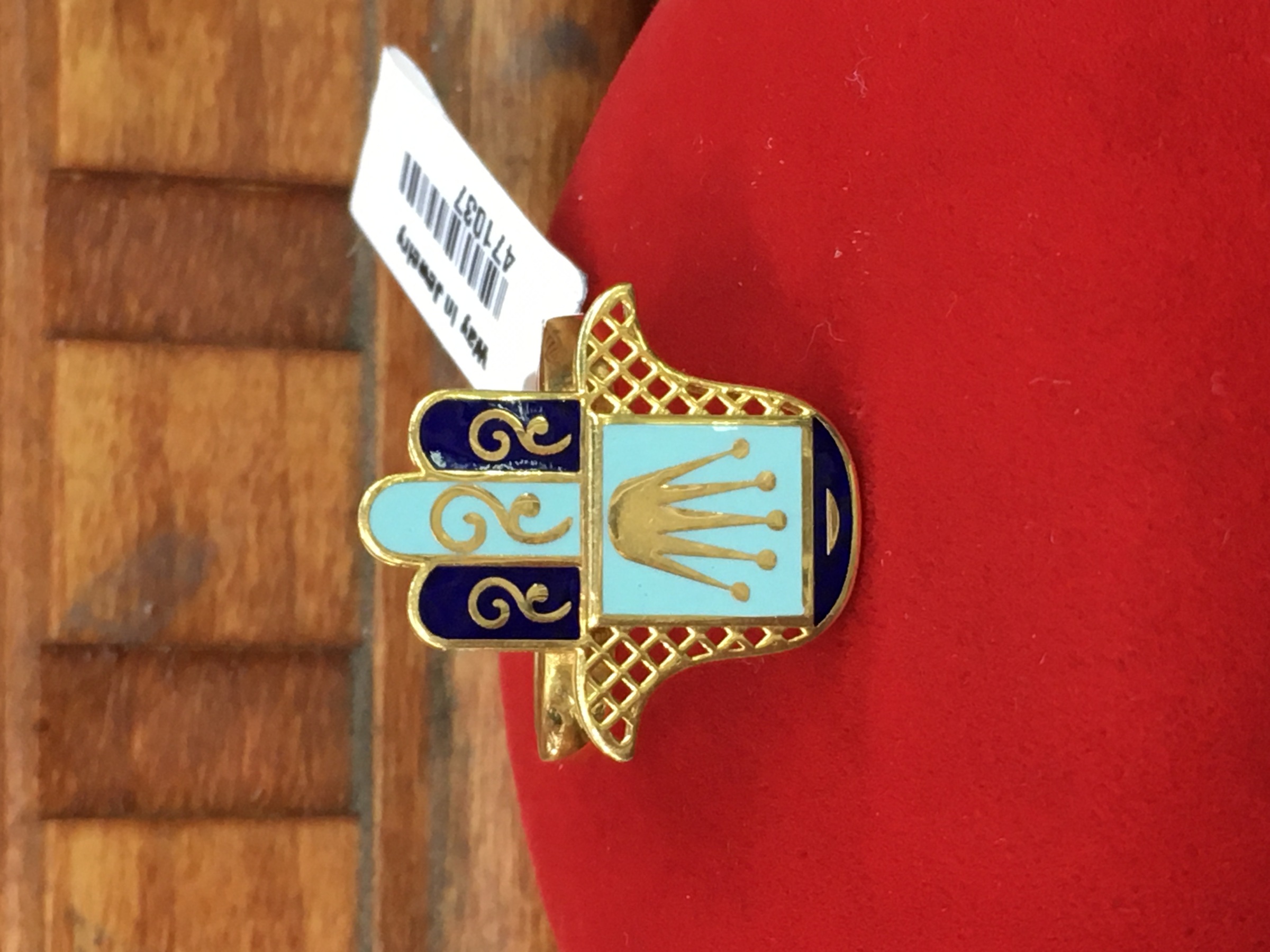 21 K  COLORED HAND RING  S 7.5 X    
