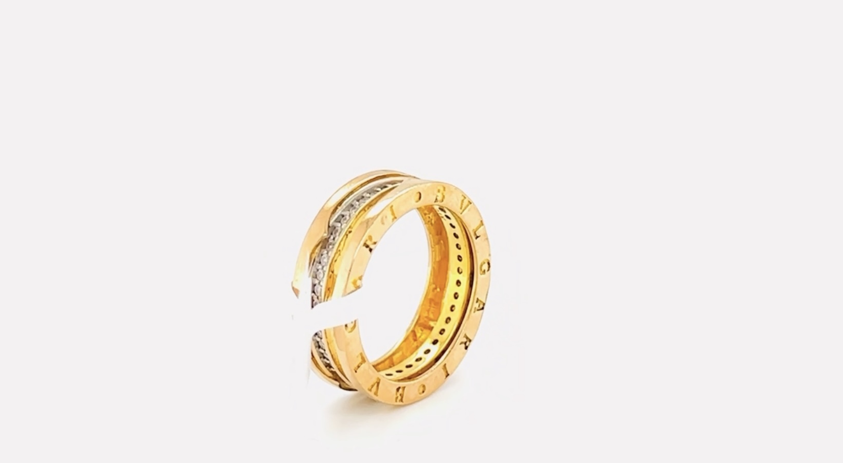 21 K RING   ENG.W/1 ROW WHITE STONES S 6.5 X   