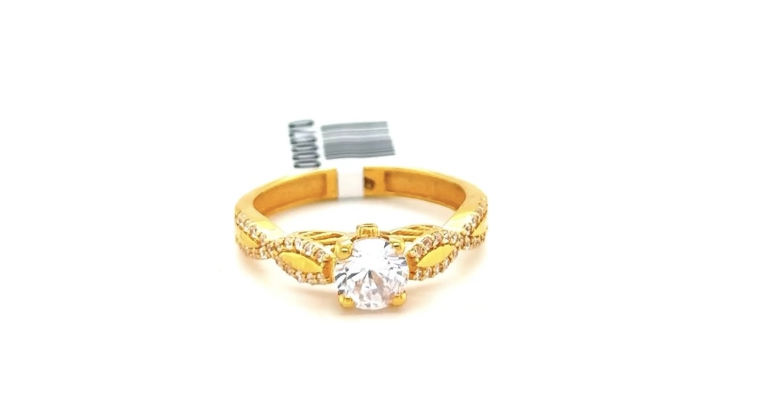 21 K RING   ENG.W/ BIG WHITE INF ST. STONE S 8.5 X  