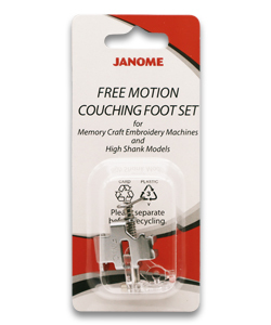 Janome Free Motion Couching Foot Set for MC Embroidery Machines and High Shank Models