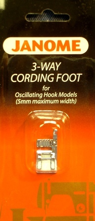 Janome 3-Way Cording Foot for Oscillating Hook Models (5mm max. width)