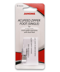 Janome AcuFeed Zipper Foot (Single) for 9mm max. stitch width machines with dual feed