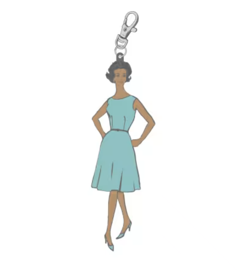 My Happy Place Blue Vintage Lady Enamel Charm/Keychain