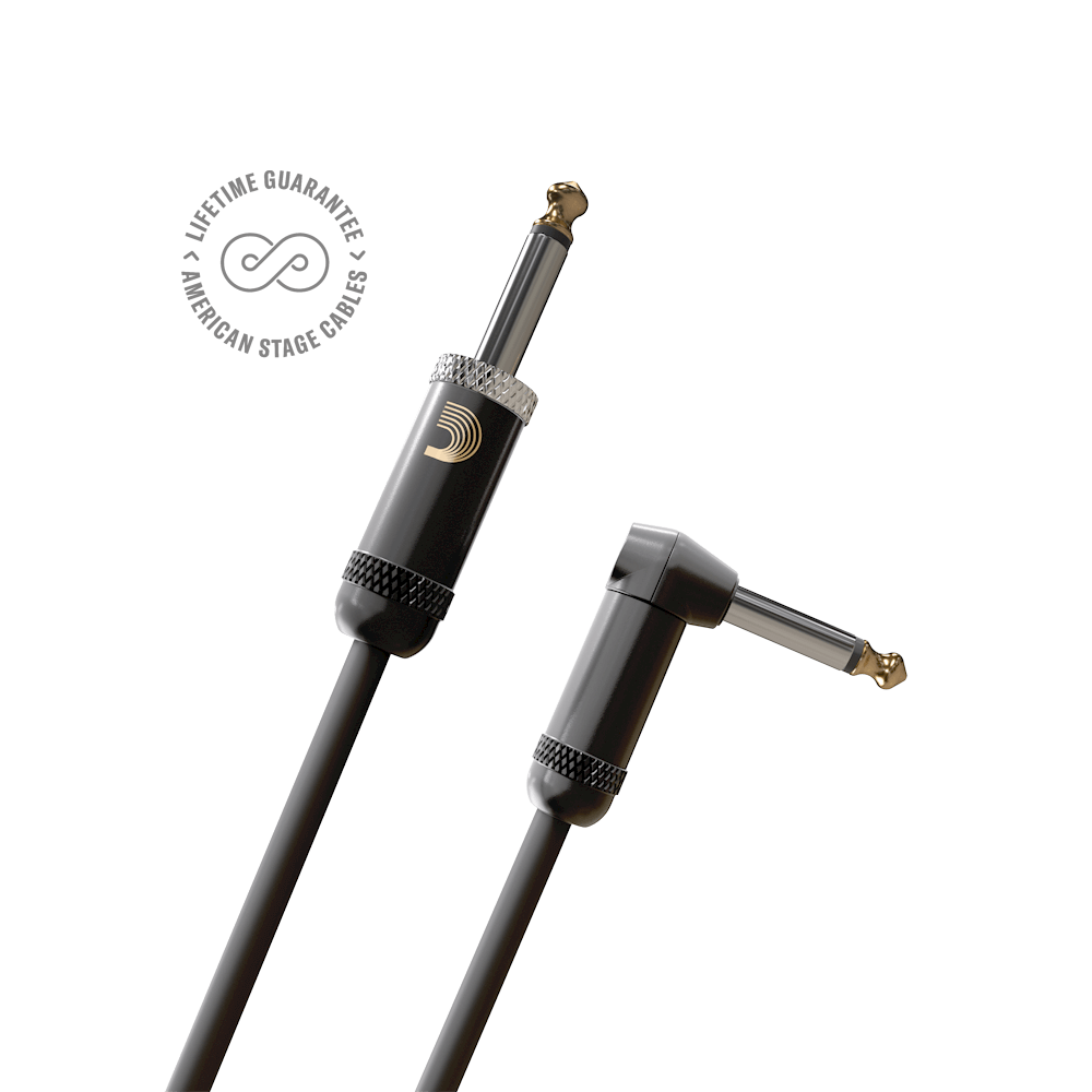 D'Addario American Stage Instrument Cable Right Angle 10ft