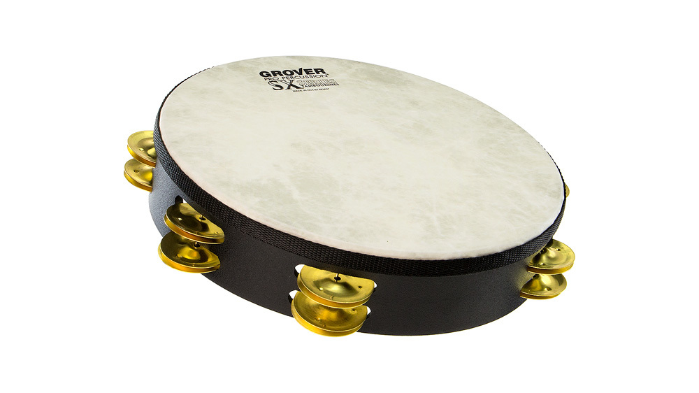 Grover Pro Percussion SX-BR SX Series 10-inch Double-row Tambourine with Alloy Brass Jingles - Black. Comes with Bag