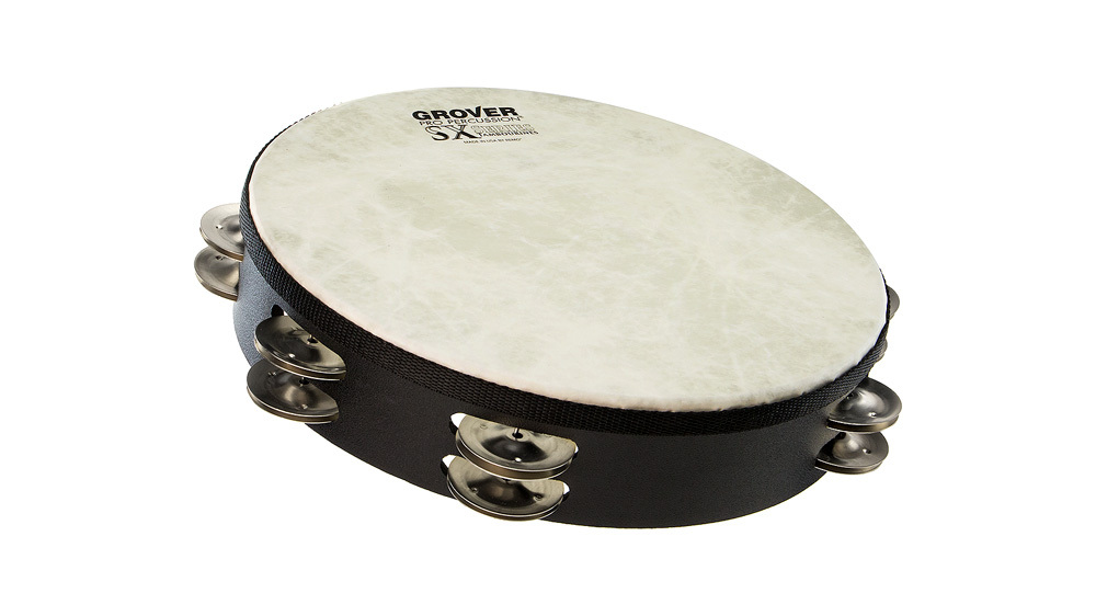 Grover Pro Percussion SX-GS SX Series 10-inch Double-row Tambourine with German Silver Jingles - Black. Comes with Bag