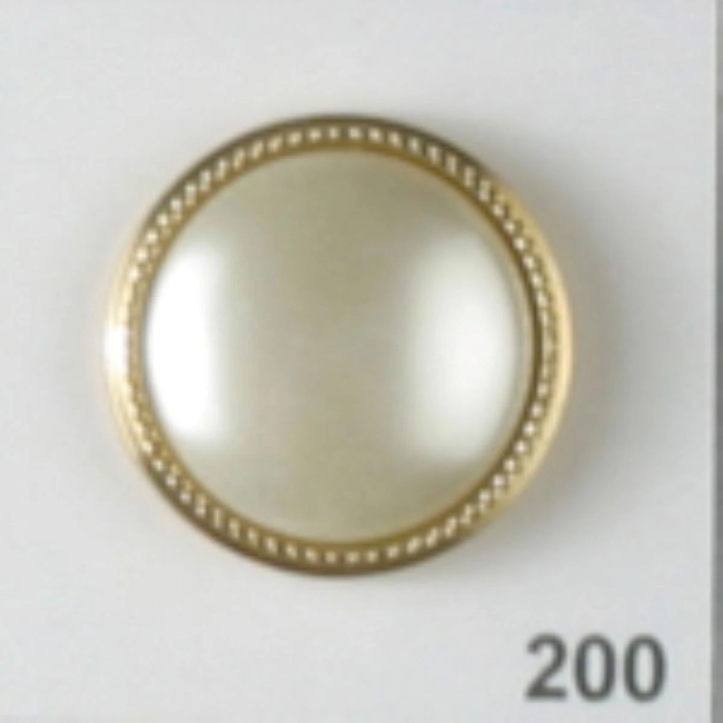 Dill Buttons ~ (0200) - 11/16 - Shank White 1pc- Round, domed with a Gold edge