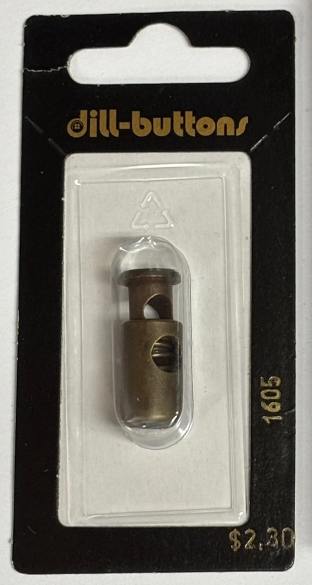 Dill Buttons ~ (1605) - 7/8 - Cord Stopper Antique Brass 1 pc