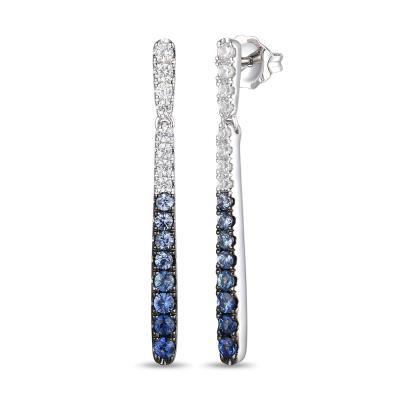 14K Vanilla Gold Earrings | Denim Ombré  1/2 cts., White Sapphire 1/3 cts.