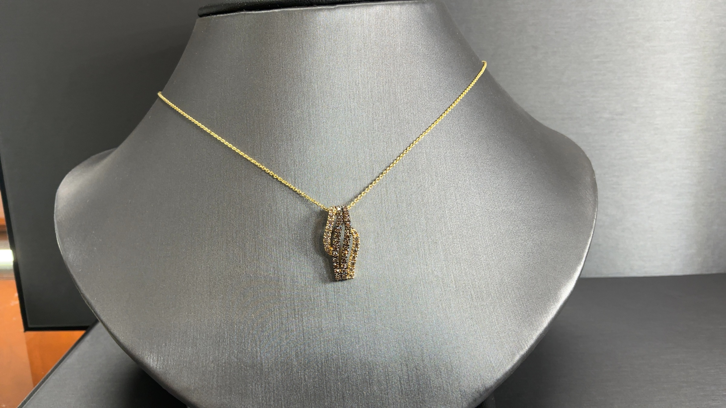 14k Honey Gold 1/4 ct Chocolate and 1/6 ct Nude Diamond Pendant