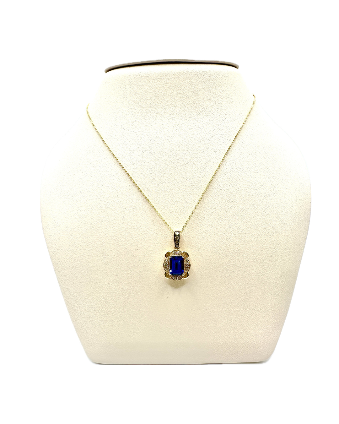 14k Honey Gold LeVian 1 5/8ct Blueberry Tanz Necklace w Choc and Nude Dia Sides