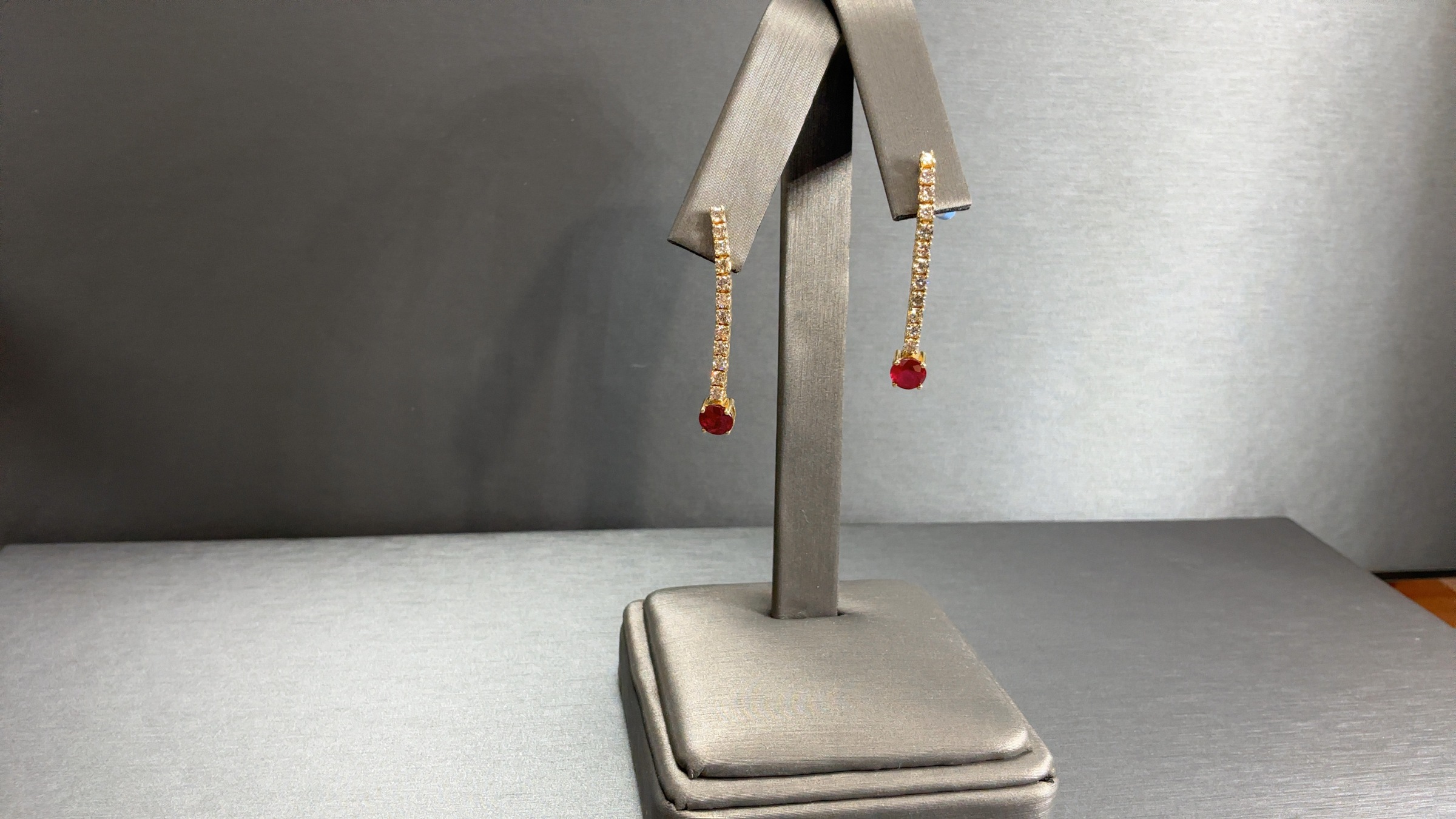 14k Honey Gold LeVian 1ct Passion Ruby Earrings w 5/8 Nude Dia Sides