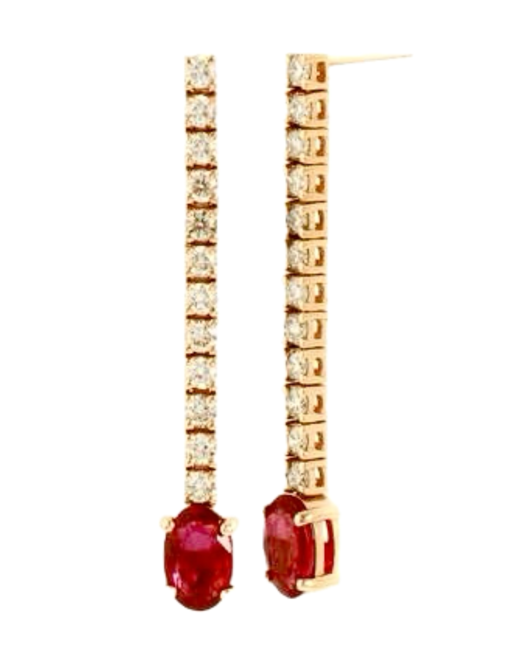 14k Honey Gold LeVian 1ct Passion Ruby Earrings w 5/8 Nude Dia Sides