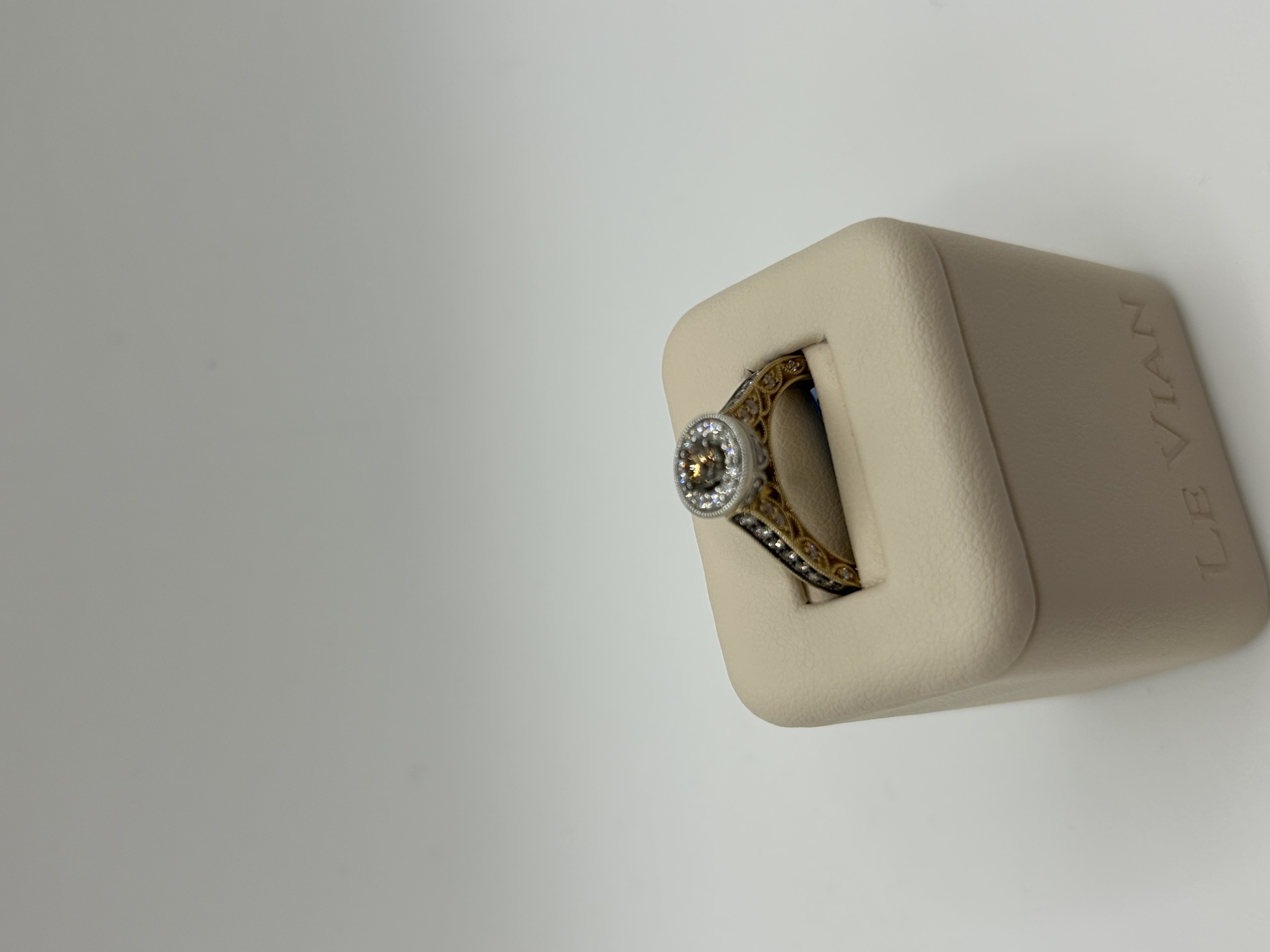 14k Honey Gold w/ Platinum 3/8 ct Chocolate Diamonds 3/8 Vanilla Diamond Ring