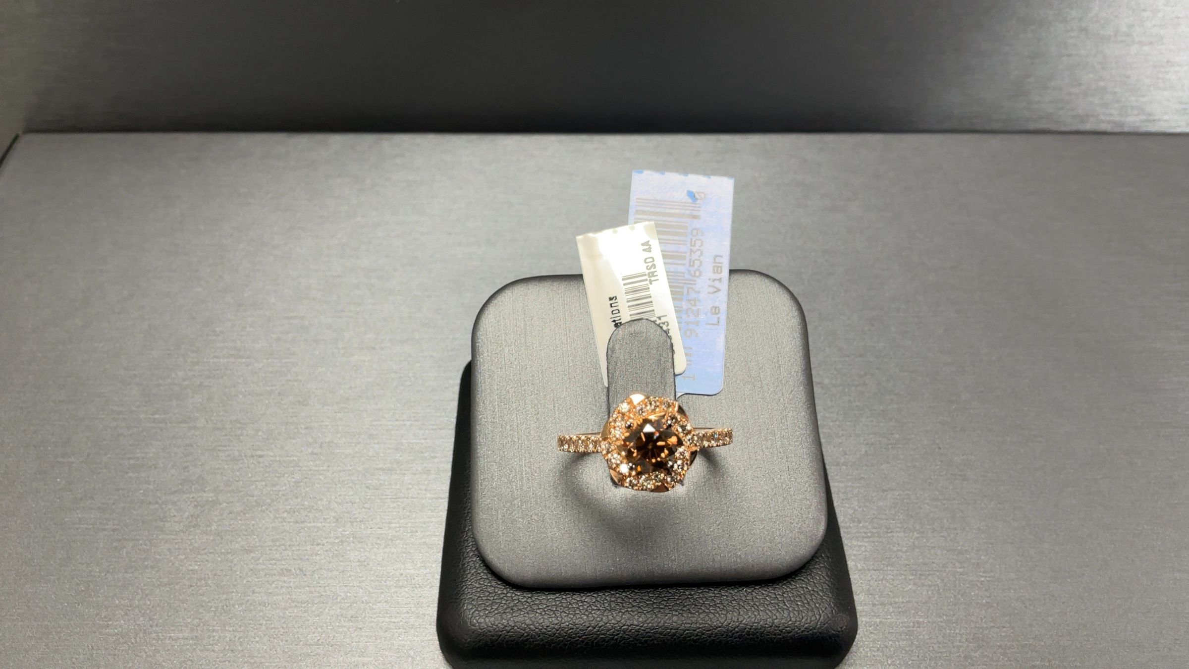 14k Strawberry Gold 3/4 ct Chocolate Diamond Center with 3/8 tdw Vanilla Diamond sides