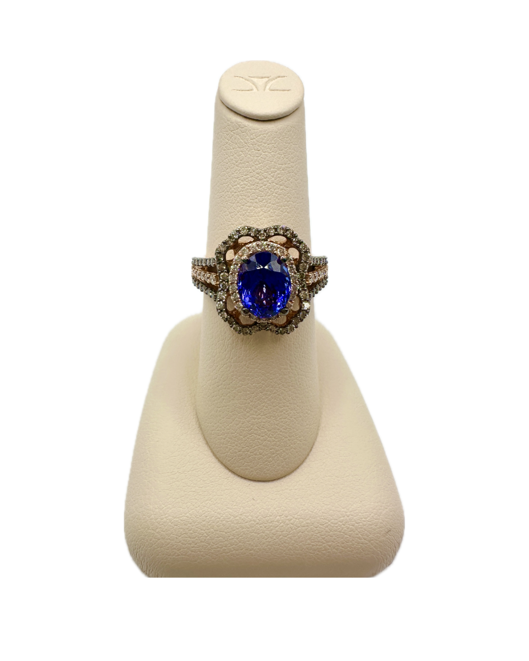 14k Strawberry Gold LeVian 1.75 Blueberry Tanz Ring with 5/8 tdw Sides