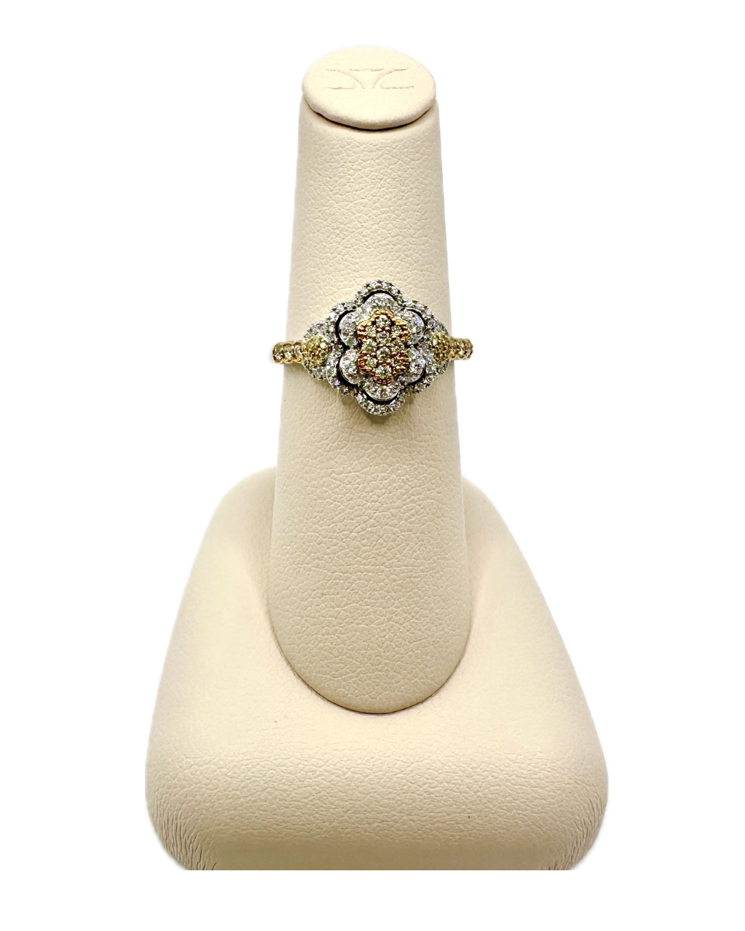 14k Two Tone 1/6 Fancy Light Yellow Diamond and 1/5 Vanilla Diamond Ring