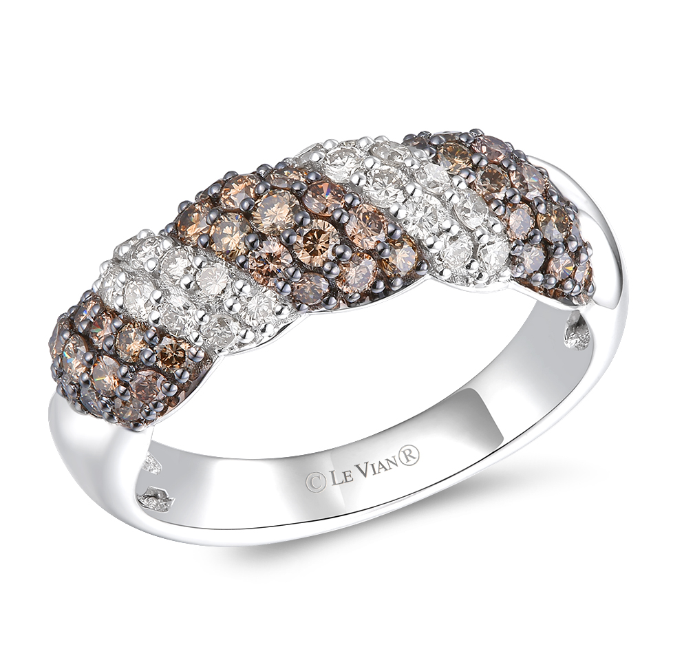 14k Vanilla Gold Ring w/ 3/4 ct Chocolate Diamonds and 1/3 ct Nude Diamonds