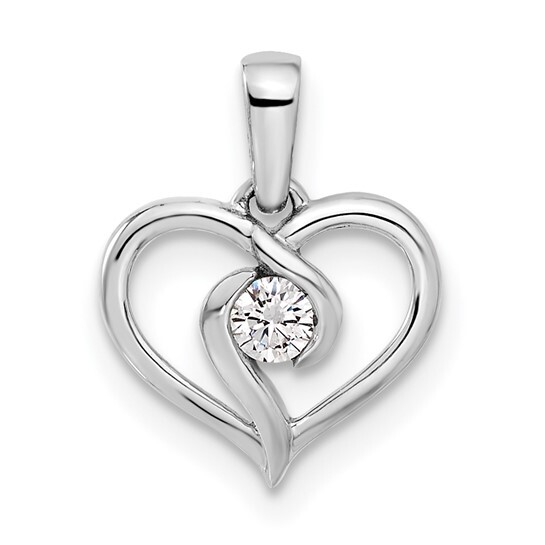14k White Gold 1/10 carat Lab Grown Diamond VS/SI+ G+ Heart Pendant