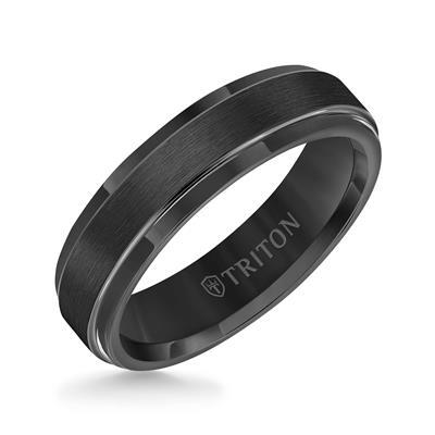 6mm Black Tungsten Carbide Satin Finish Flat Center with Bright Step Edge Comfort Fit Band -10