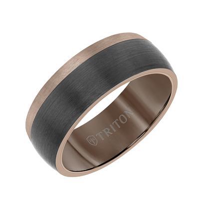 8MM Espresso Tungsten Carbide Ring - Color Blocking and Dome Shape- 10