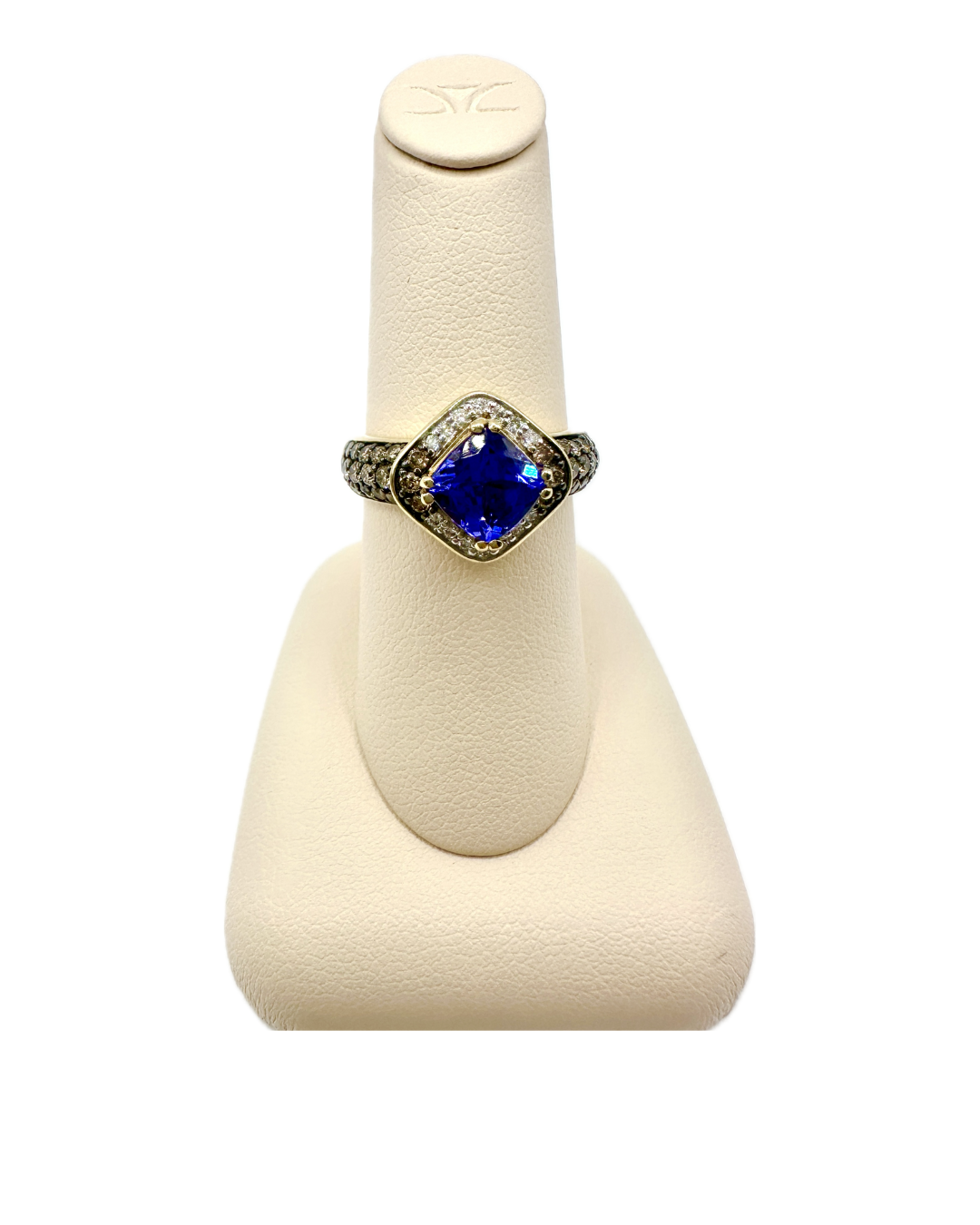 LeVian 14k Honey Gold Chocolatier 1 3/8 Blueberry Tanzanite w/ 5/8cts Chocolate Diamond Ring
