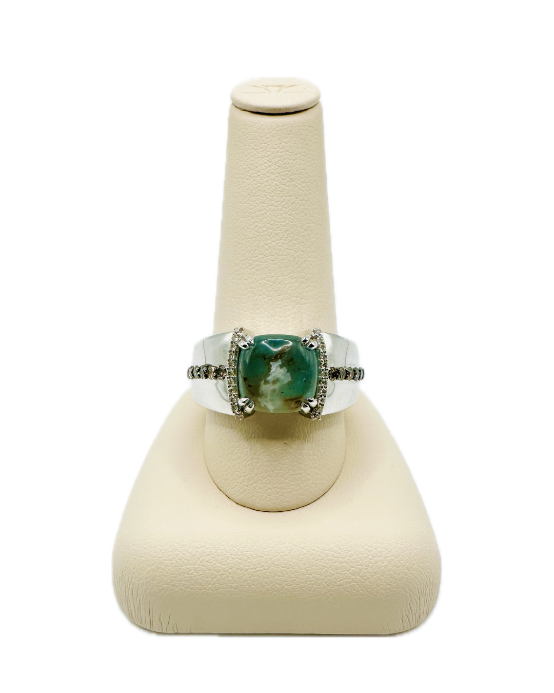 LeVian 14k Vanilla Gold Chocolatier 2 7/8 Peacock Aquaprase w/ Diamond accents 