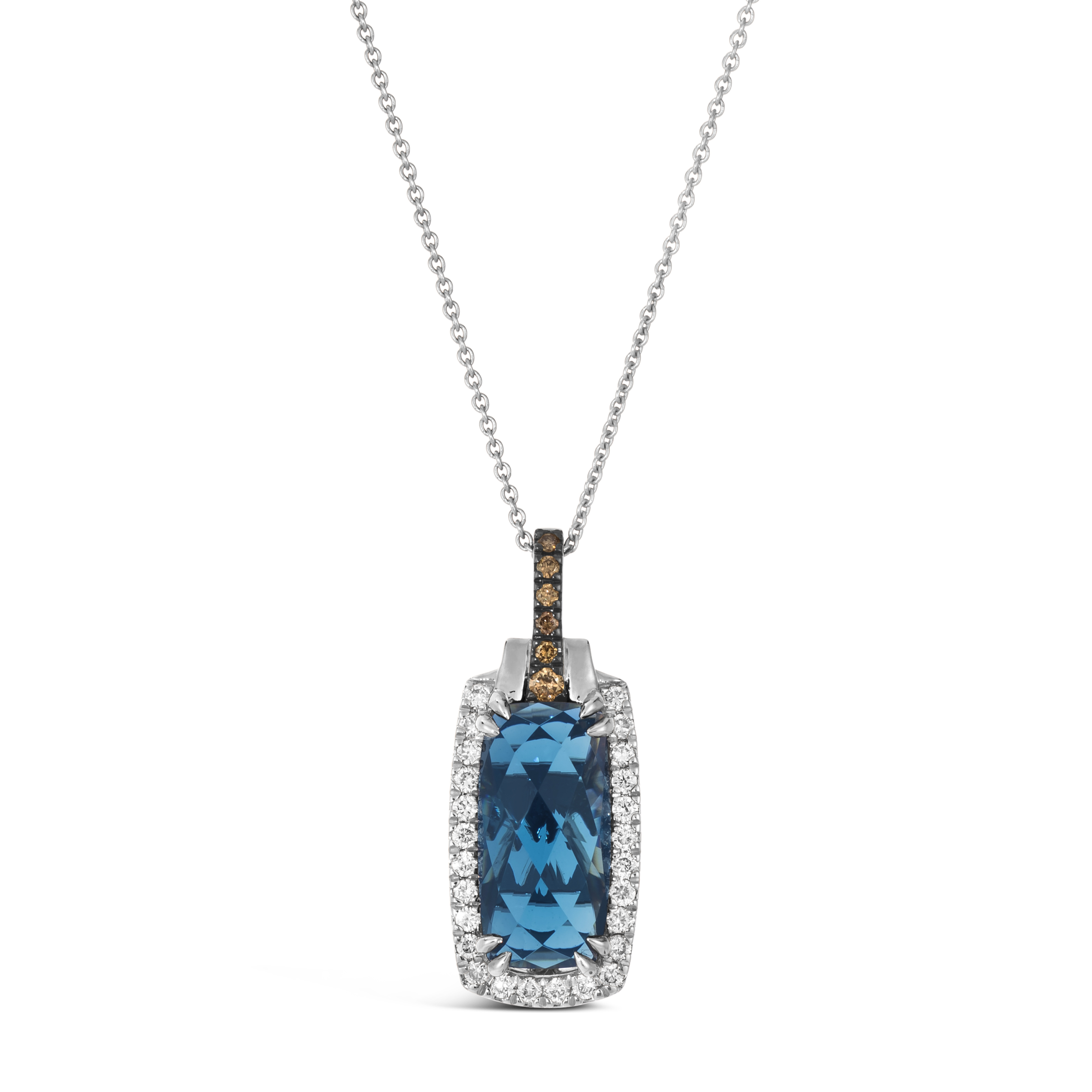 Le Vian Pendant featuring Deep Sea Blue Topaz Chocolate Diamonds Nude Diamonds in 14K Vanilla Gold