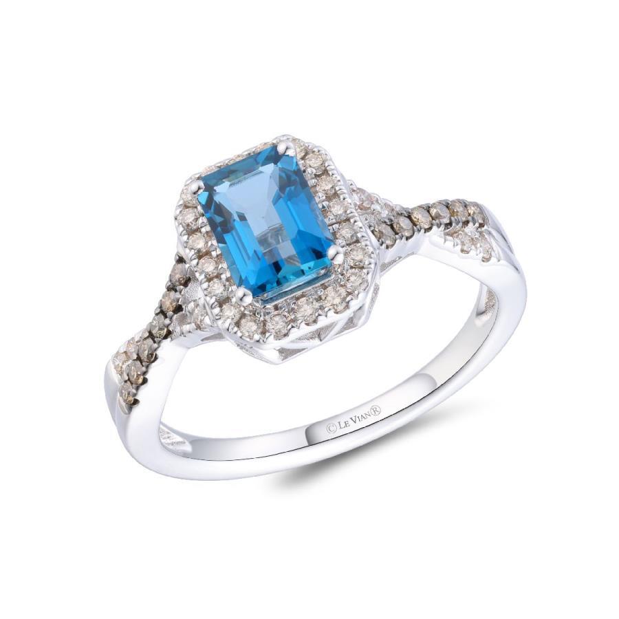 Le Vian Ring featuring Deep Sea Blue Topaz Nude Diamonds Chocolate Diamonds in 14K Vanilla Gold