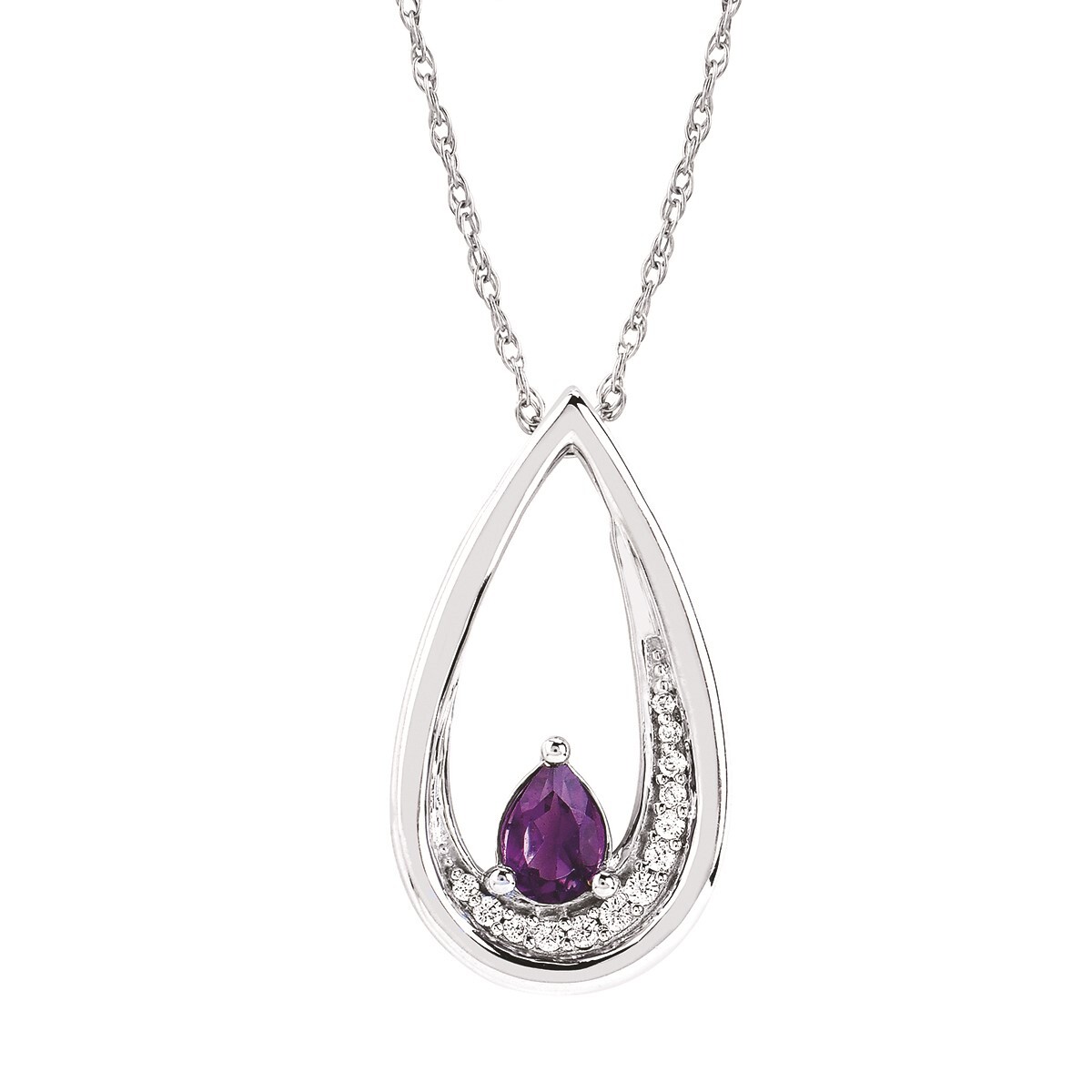 Amethyst And Diamond Pendant In Sterling Silver (Includes .08 Ctw. Diamonds & .39 Ct. Natural Amethyst)