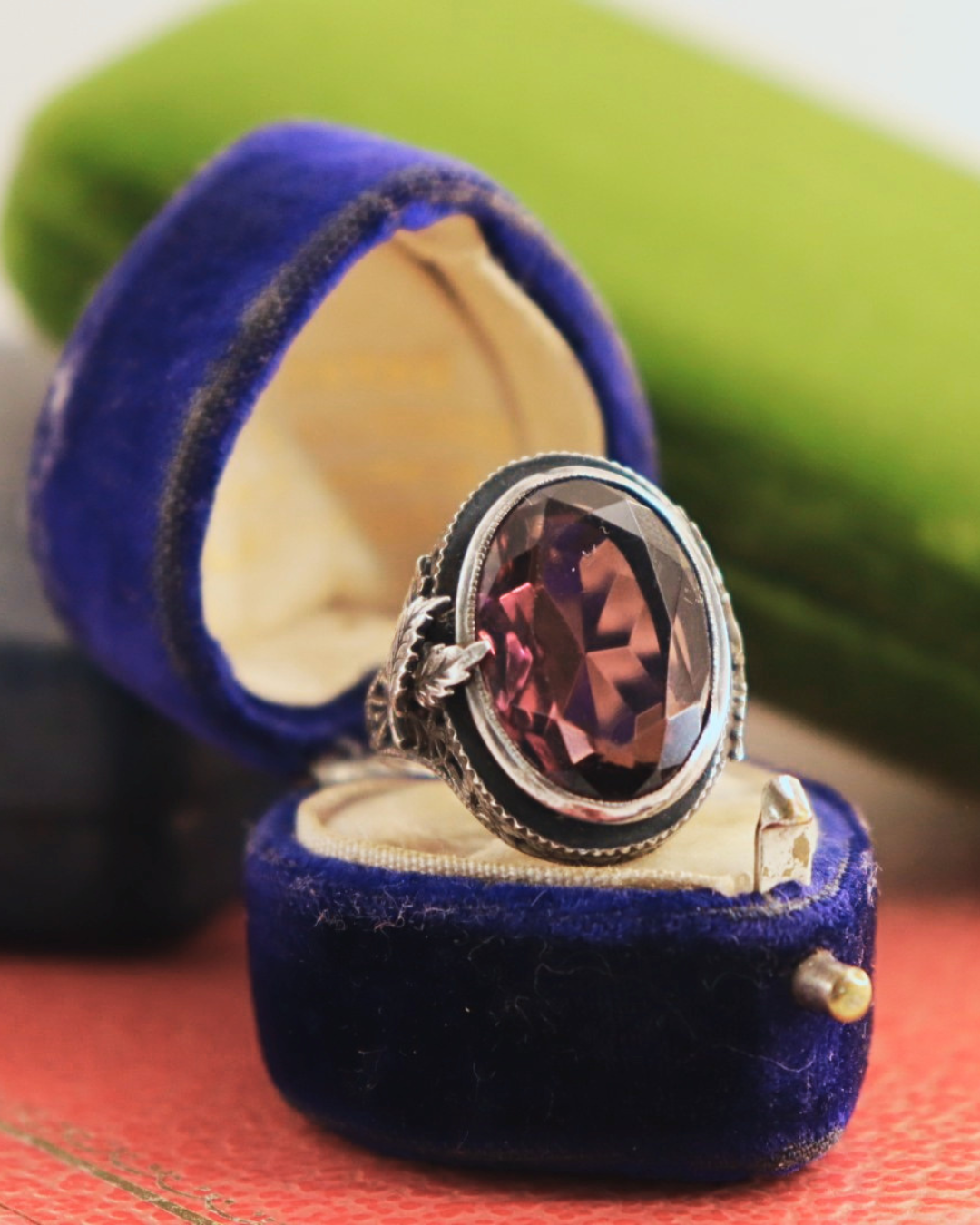 Pre-Loved 1930's  Sterling Silver Vintage Oval Amethyst Ring